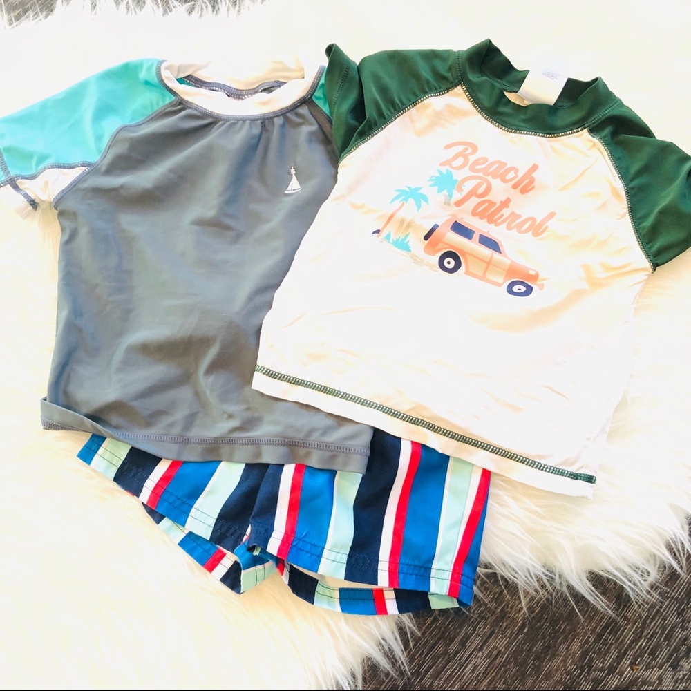 Carters swim shorts and uh protected swim top